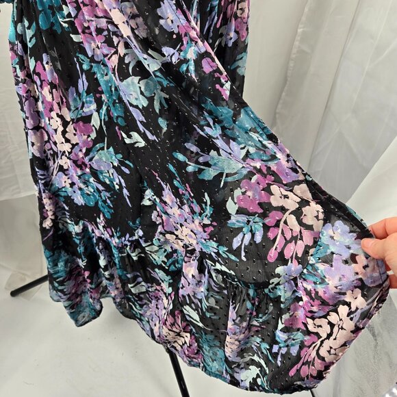 630-24 Torrid Maxi Swiss Dot Floral front tie Kimono Duster Size 2 (16/18) - Picture 9 of 12